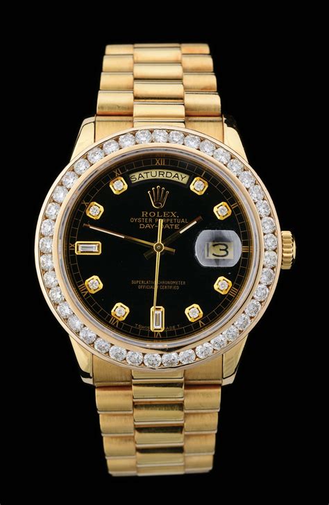 rolex date black dial diamonds|rolex presidential 40mm diamond bezel.